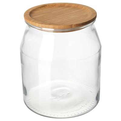 IKEA 365  jar with lid, glass/bamboo, 112 oz - IKEA