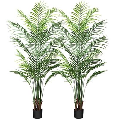 CROSOFMI Artificial Areca Palm Plant 6 Ft Fake Palm Tree with 13 Leaves Faux Yellow Palm in Pot for Indoor Outdoor House Home Office Modern Decoration
