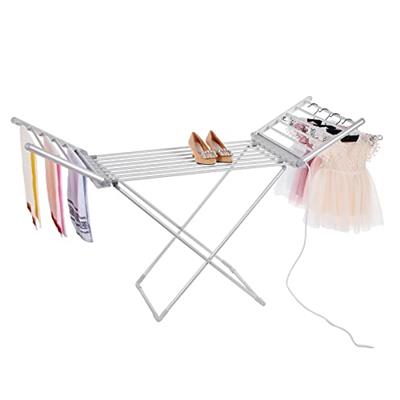 Rainberg Electric heated folding clothes dryer airer with cover, 230w Energy-Efficient 18 rails indoor airer, wet laundry drying rack. (Heated Rack Wi
