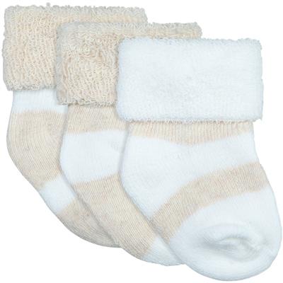 Underworks Baby Turn Over Top Socks 3 Pack - Oatmeal | BIG W