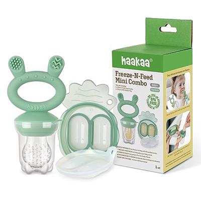 Haakaa Freeze-N-Feed Mini Combo with Silicone Food Feeder & Silicone Mini Nibble Tray|Baby Solid Food Self Feeder|Breastmilk Popsicle Mold Storage & F