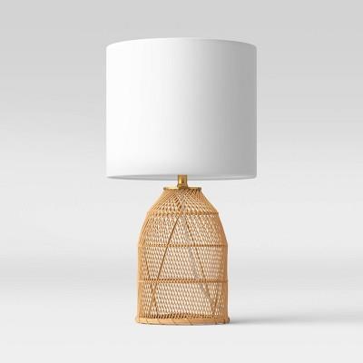 Rattan Diagonal Weave Table Lamp Tan - Thresholdâ„¢ : Target