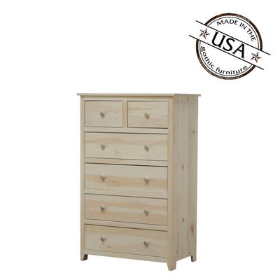 Little Neck Six Drawer Chest 18 x 32 x 52 | Pine Wood | Gothic Furniture | GH