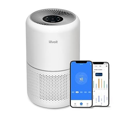 LEVOIT Air Purifiers for Home Bedroom, Smart WiFi, HEPA Sleep Mode for Home Large Room, Quiet Cleaner for Pet Hair, Allergies, Dust, Smoke, Pollon, Wh