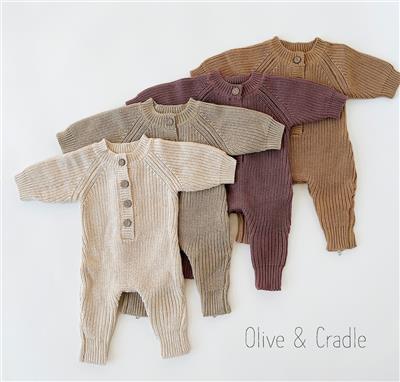 Baby Knit Sweater Romper Long Sleeve Warm Cotton Ribbed Kids Dressy Jumpsuit Romper With Zipper Opening Legs HARPER - Etsy