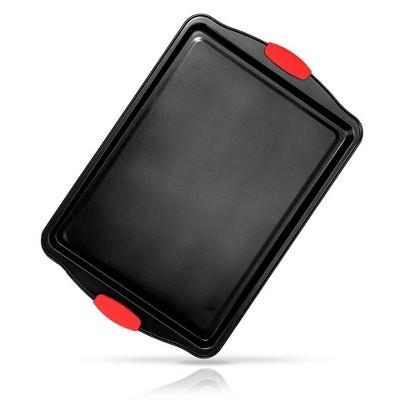 Nutrichef 15 Non-stick Cookie Sheet, Medium Gray Quality Carbon Metal W/ Red Silicone Handles : Target