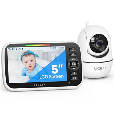 Baby Monitor with Camera and Audio - 5” Display Video Baby Monitor with 29 Hour Battery Life, Remote Pan & Tilt, 2X Zoom,Auto Night Vision, 2 Way Talk
