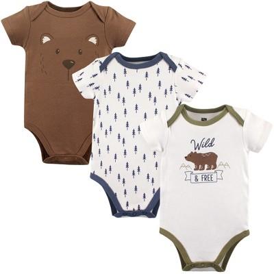 Hudson Baby Infant Boy Cotton Bodysuits 3pk, Bear : Target