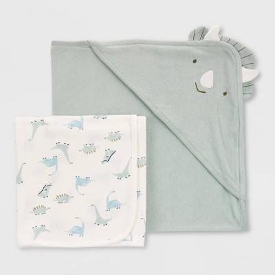 Carters Just One YouÂ® Baby Boys Dino Hooded Bath Towel - Sage Green : Target