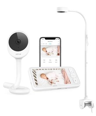Peekababy- Baby Monitor with Camera and Audio, Smart Baby Monitor with 4-in-1 Holder, 5 LCD Screen, Cry Detection, Sleep Analysis, 2-Way Talk, VOX,