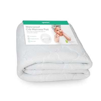 Newton Baby Waterproof Crib Mattress Pad | 100% Breathable Quilted Layer for Comfort & Universal Fitted Skirt for Secure Fit | Machine Washable | Crib