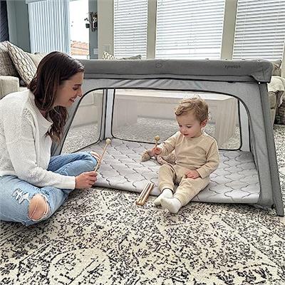 Newton Baby Travel Crib and Play Yard - 2023 Model | 100% Breathable & Washable Portable Playpen | Largest-in-Class with Travel Bag & Sheet + Optional
