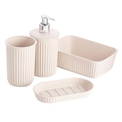 Superio Ribbed Bathroom Accessory Set, 4 pack - 6.26W x 6.54D x 4.41H