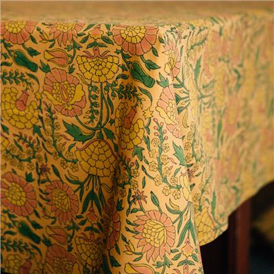 Aanand Floral Tablecloth - Golden — Ten Thousand Villages