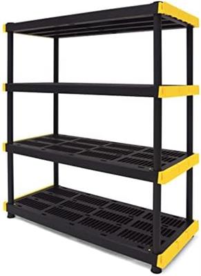 Amazon.com: CX Black & Yellow®, 4-Tier Heavy Duty Plastic Storage Shelving Unit, 200lbs/shelf (55”H x 48”W x 20”D), for Indoor/Outdoor Organization, M