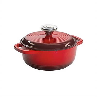 Lodge 1.5 Quart Enameled Cast Iron Dutch Oven with Lid – Dual Handles – Oven Safe up to 500° F or on Stovetop - Use to Marinate, Cook, Bake, Refrigera