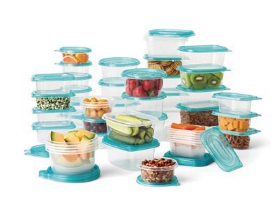 Mainstays 92 Piece Plastic Food Storage Container Set, Clear Containers, Transparent Blue Lids, Assorted Sizes - 46PK - Walmart.com