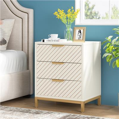 Night Stands with Drawers, Modern Light Wood Grain Nightstand for Bedrooms
