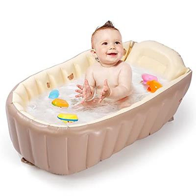 MINK Inflatable Bathtub for Toddlers - Portable Baby Tub with Built-in Air Pump - Collapsible Design for Easy Storage - Perfect for Newborns to Infant