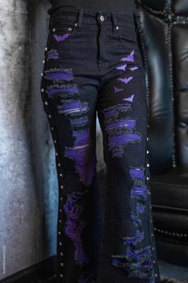 Moonbat Embroidered Shredded Pants – VampireFreaks