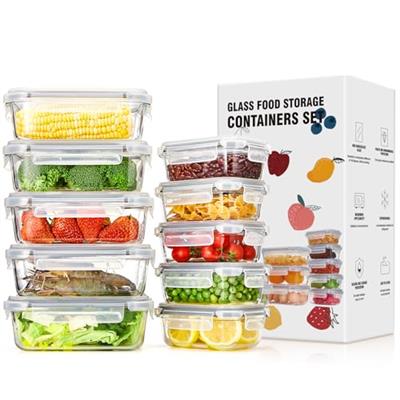 Glotoch 10 Pack Glass Meal Prep Containers Food Storage Containers with Lids Reusable, Ultra Thick Borosilicate Glass Containers for Food Prep,Lunch,