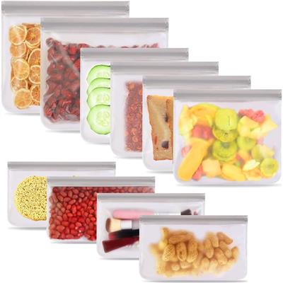 10 Pack Reusable Ziplock Bags Silicone, Leakproof Reusable Freezer Bags, BPA Free Reusable Food Storage Bags for Lunch Marinate Food Travel - Walmart.