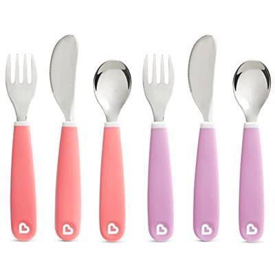 Munchkin® Splash™ Toddler Fork, Knife and Spoon Utensil Set, 6 Pack, Pink/Purple