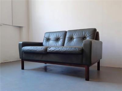 1970s Danish Green Leather 2 Seater Sofa | archive-furniture