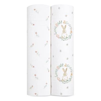 aden + anais Essentials Swaddle Blanket, Muslin Blankets for Girls & Boys, Baby Receiving Swaddles, Newborn Gifts, Infant Shower Items, 2 Pack, Blushi