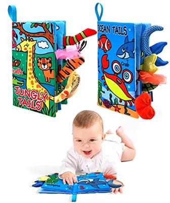WESOTE Baby Cloth Books 2PCS High Contrast Sensory Crinkle Books for Babies Tummy Time Early Learning Infant Toys for 0-18 Months