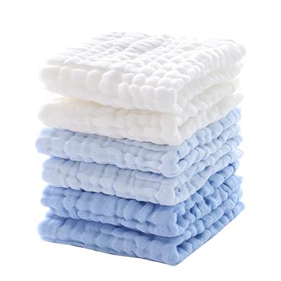MUKIN Baby Washcloths - Soft Face Cloths for Newborn, Absorbent Bath Wipes, Burp Cloths or Towels, Baby Registry as Shower. Pack of 6-12x12 inches (Bl