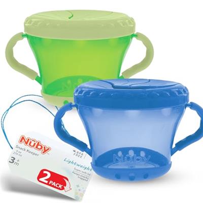 Nuby 2-Pack Snack Keepers, Blue and Green