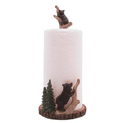 Bears Playing Paper Towel Holder, Rustic Kitchen Accessories, Freestanding Countertop Organization, 16 Inches