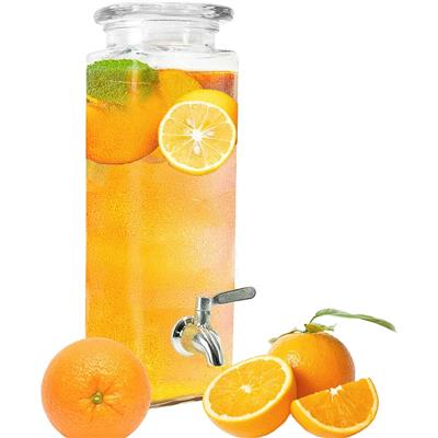 Tall Square Glass Drink Dispenser With Stainless Steel Spigot, 80 oz (2.36 Liters)