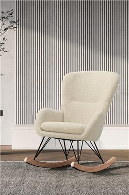 Sofas & Chairs | Modern Faux Wool Rocking Chair | Living and Home