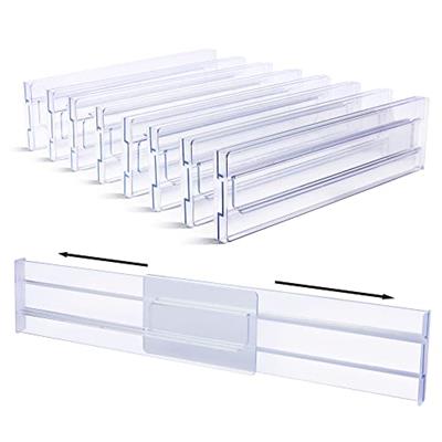 Vtopmart 8 Pack Drawer Dividers, 3.2 High Expandable from 12.2-21.7 Adjustable Drawer Organisers，Clear Plastic Drawers Separators for Clothing, Kitc