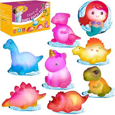 HOYIBO Baby Bath Toys - 8 Pack Bathtub Toys Toddler Bath Toys with Colorful Flashes Lights Water Toys for Toddlers Floating Light Up Bath Toys for Kid