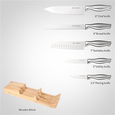 Amazon.com: KATISUN Kitchen Knife Set, 6 Pieces Knife Block Sets with Pine Knives Drawer Organizer, Perfect for Home and Chefs, Premium Knife Holder,