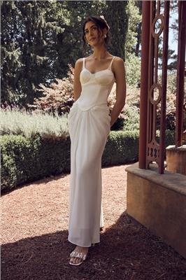 Leila Satin Corset Maxi Dress - Ivory - MESHKI U.S