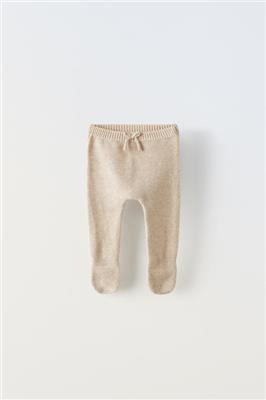 KNIT FOOTED LEGGINGS WITH TIED DETAIL - Mink | ZARA Australia