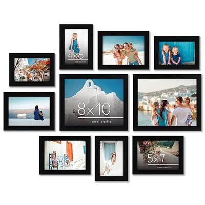 Americanflat 10 Pack Black Picture Frames Collage Wall Decor - Gallery Wall Frame Set with Two 8x10, Four 5x7, and Four 4x6 Frames, Shatter-Resistant