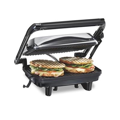 Hamilton Beach Panini Press Sandwich Maker & Electric Indoor Grill with Locking Lid, Opens 180 Degrees for any Thickness for Quesadillas, Burgers & Mo