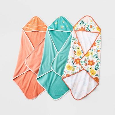 Baby Girls 3pk Floral Meadow Hooded Towel - Cloud Island™ Aqua Green : Target