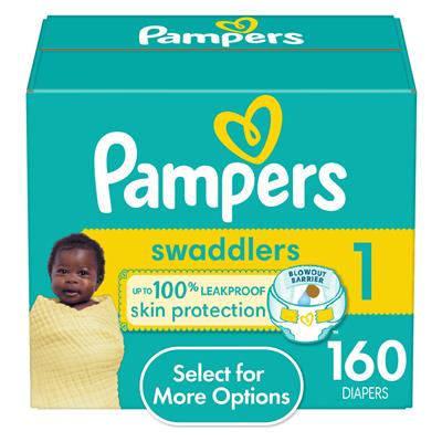 Pampers Swaddlers Diapers, Size 1, 160 Count (Select for More Options) - Walmart.com