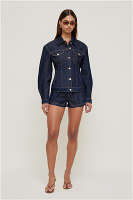 Cinched Denim Jacket Blue | Dynamite