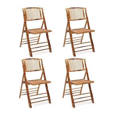 VINGLI 4pc Rattan Bamboo Dining Chair Folding Chair for Outdoor Indoor