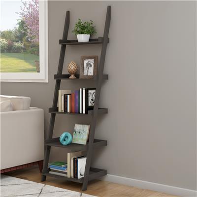 Hastings Home 5-Tier Ladder Bookshelf, Slate Gray
