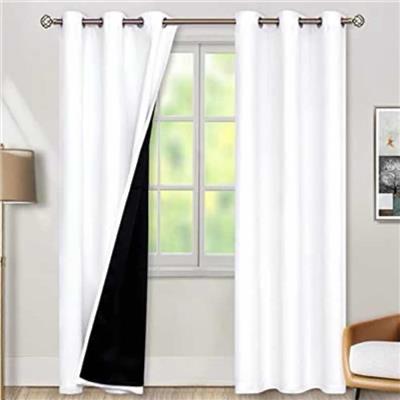 BGment Thermal Insulated 100% Blackout Curtains for Bedroom with Black Liner, Double Layer Full Room Darkening Noise Reducing Grommet Curtain (38 x 84