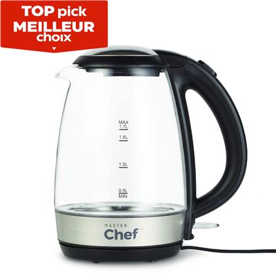 MASTER Chef Cordless Electric Kettle w/ Blue Light, Glass, 1.7L