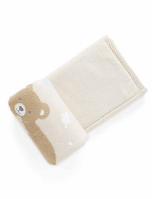 Embroidered Lined Blanket - Little Wheat Bear - Purebaby
